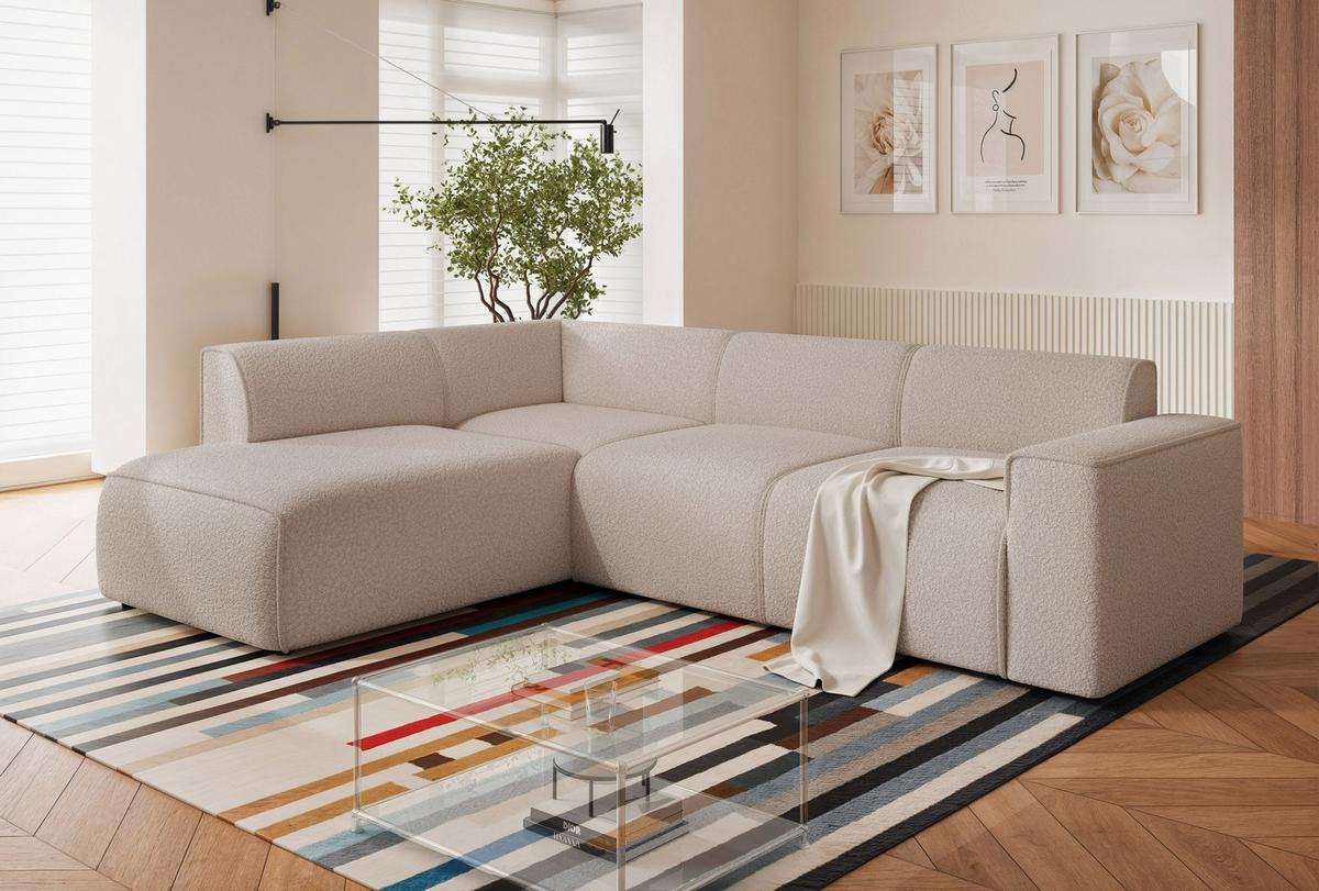ECKSOFA ZAVO Links Feiner Mischstoff in Beige - Beige, Kunststoff/Textil (310/218cm) - Idohome