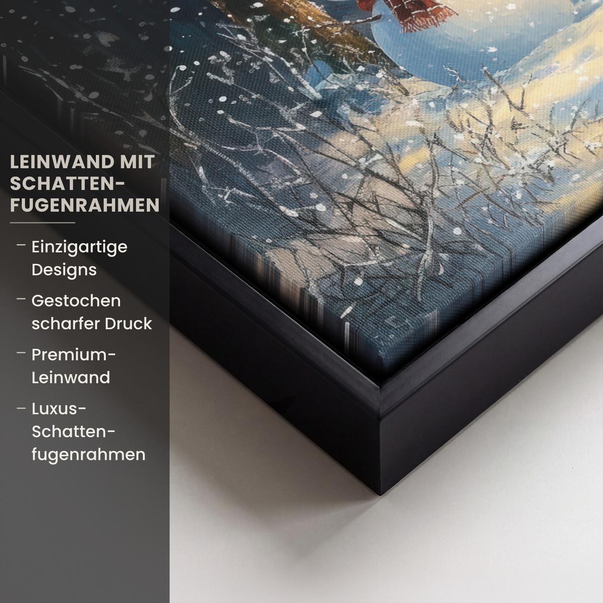 LEINWAND Bilder mit Rahmen - Schneemann - Schnee - Winter - Wald - 40x30 - Hellblau, Textil (40/30cm) - MuchoWow