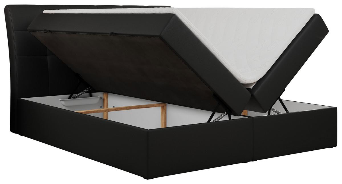 BOXBETT DIEGOS 180/200 Schwarz Kunstleder - H3 - Schwarz, Holz/Textil (180/200cm) - MKS
