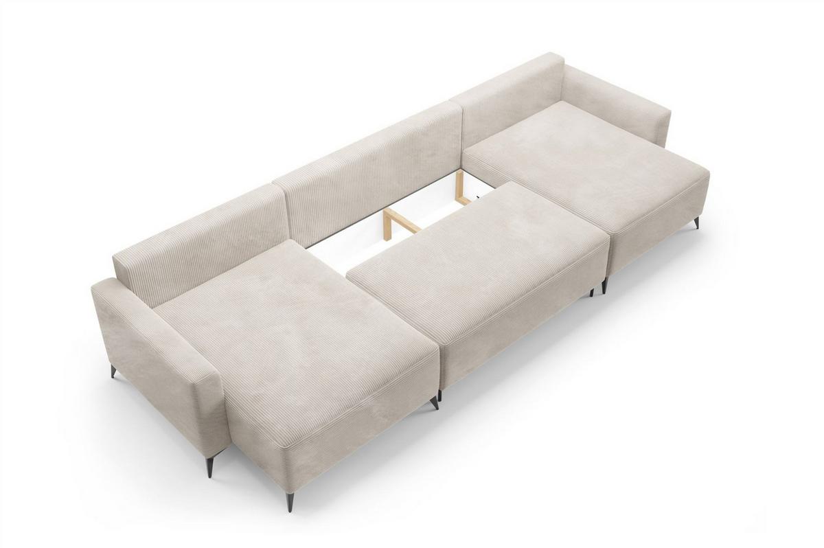 WOHNLANDSCHAFT Silves - Grün, Holzwerkstoff/Textil (382/81/148cm) - Fun Möbel