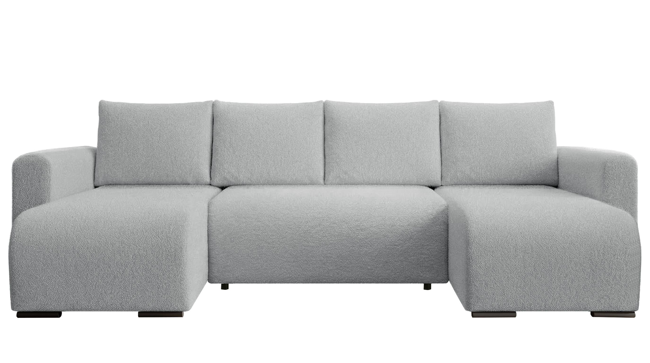 WOHNLANDSCHAFT DORA U mit Bettkasten und Schlaffunktion, U-Form, bequem - Grau, Textil (305/85/140cm) - Storez24