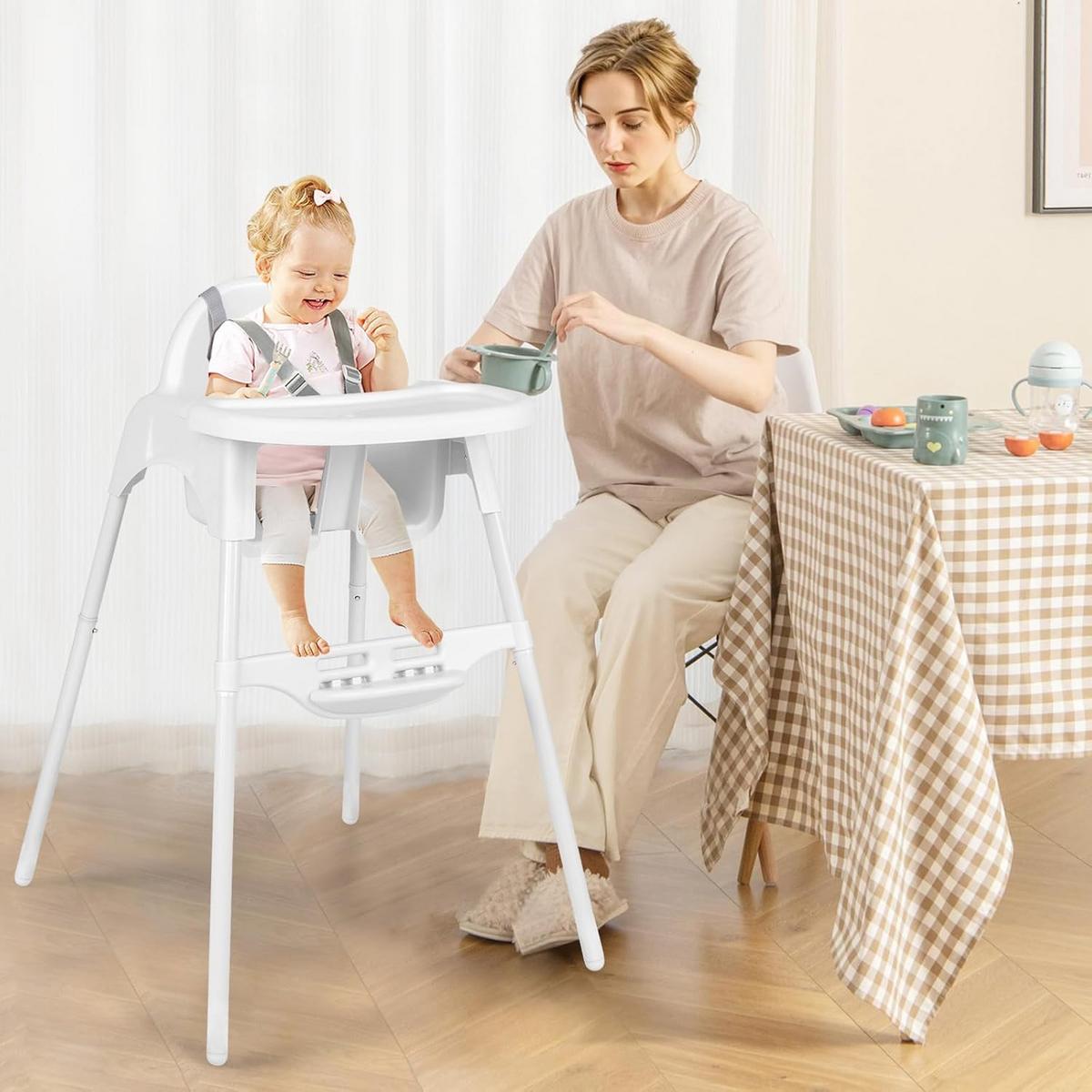 BABYHOCHSTUHL Weiß - Weiß, Kunststoff (66/87/61.5cm) - COSTWAY