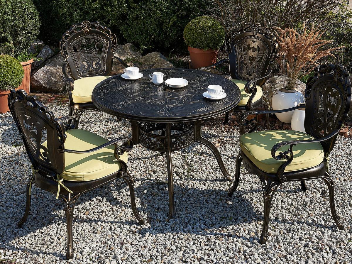 GARTENTISCH Aluminium dunkelbraun 100 cm Sapri - Dunkelbraun, Metall (100/100/72cm) - Beliani