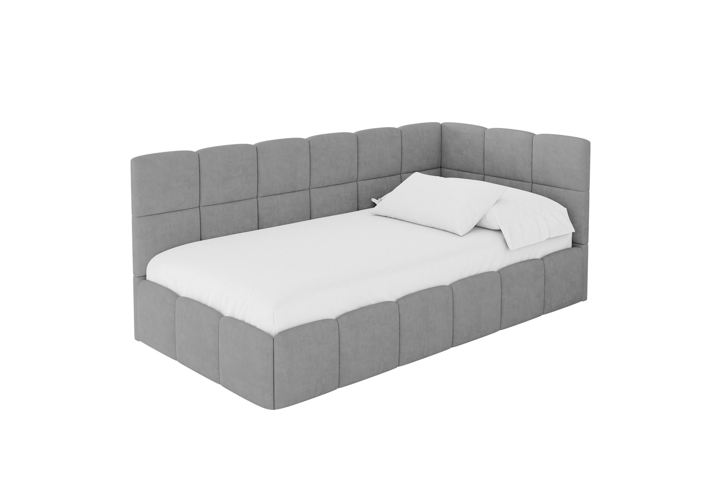EINZELBETT Jugendbett mit Bettkasten Links, ohne Matratze - LIVY 90x200 Grau - Anthrazit, Holzwerkstoff/Textil (90/200cm) - ALTDECOR