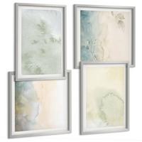 BILDER SET 4er Set - 50x50 cm & 40x60 cm Silberner Rahmen - Pastellfarbene Aquarell-Leinwandtextur - Silberfarben, Kunststoff (50/50cm) - TULUP