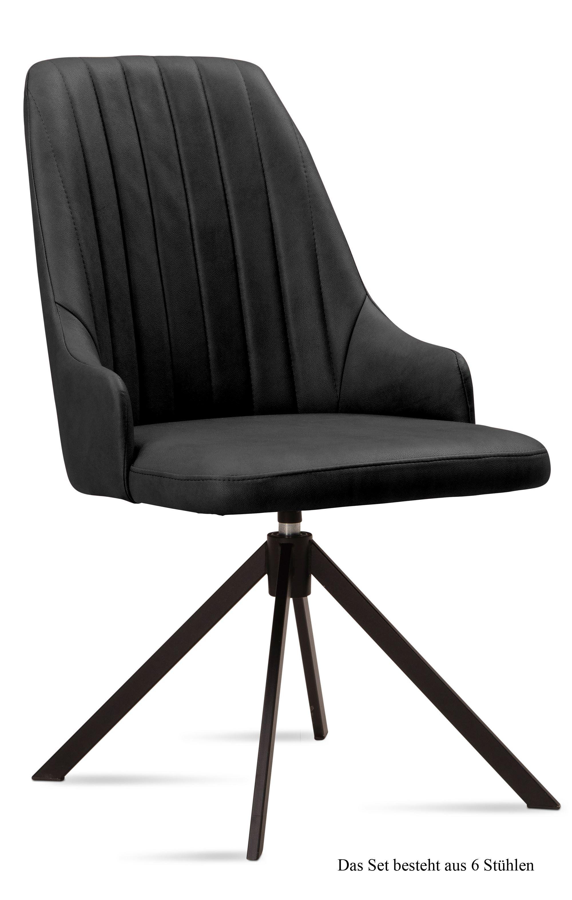 ESSZIMMERSTUHL drehbar (6er-Set) Denise 52x91x60 Schwarz/Anthrazit - Anthrazit/Schwarz, Kunststoff (60/91/52cm) - 58aufmkessel