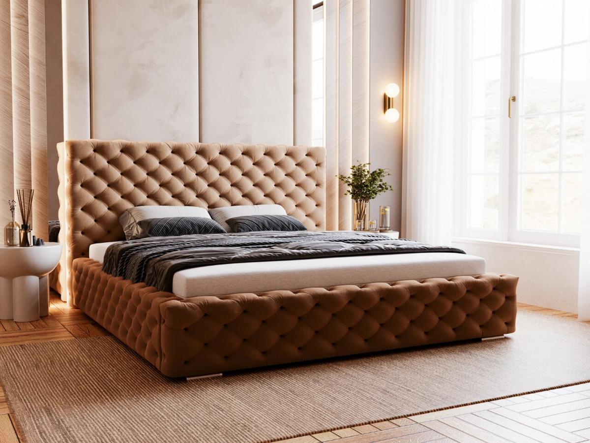 POLSTERBETT Astra 120x200 Braun - Naturfarben/Braun, Holz/Kunststoff (120/200cm) - Graingold
