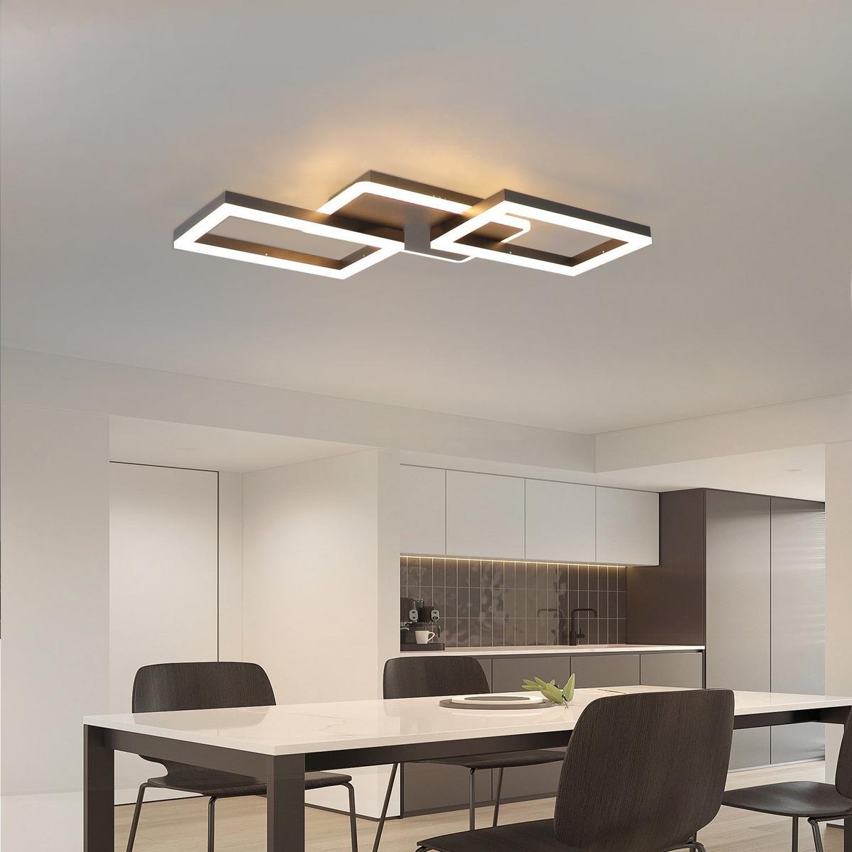 LED-DECKENLEUCHTE Marco 54/35/6 cm - Schwarz, Metall (54/35/6cm) - Nettlife