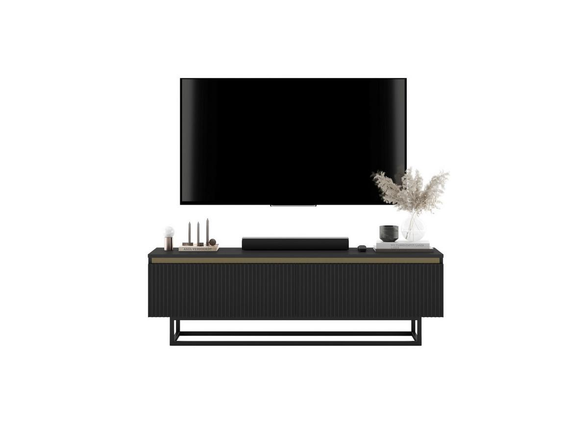 TV-SCHRANK Selene Schwarz Matt mit Metallrahmen 140 cm - Schwarz, Holzwerkstoff/Metall (140/44/35cm) - Meble Lindner
