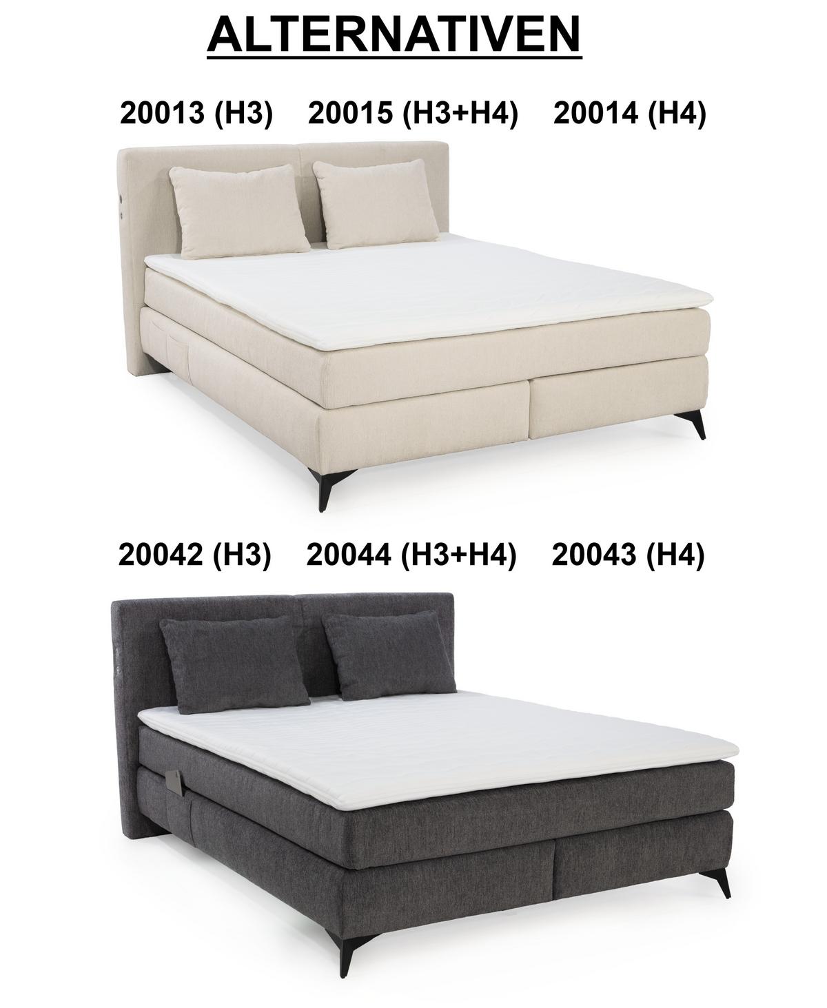 BOXSPRINGBETT 160x200 cm, 7-Zonen-Tonnentaschen-Federkernmatratzen H3, Topper, Bonell-Federkern, Beleuchtung, USB-Ladeports, Chenille Beige / 20013 - Beige/Schwarz, Textil/Metall (160/200cm) - luma-home