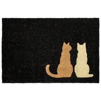 FUSSMATTE Schwarz 60/90 cm Katze Kokosfasern Napalit - Beige, Textil (60/90cm) - Beliani