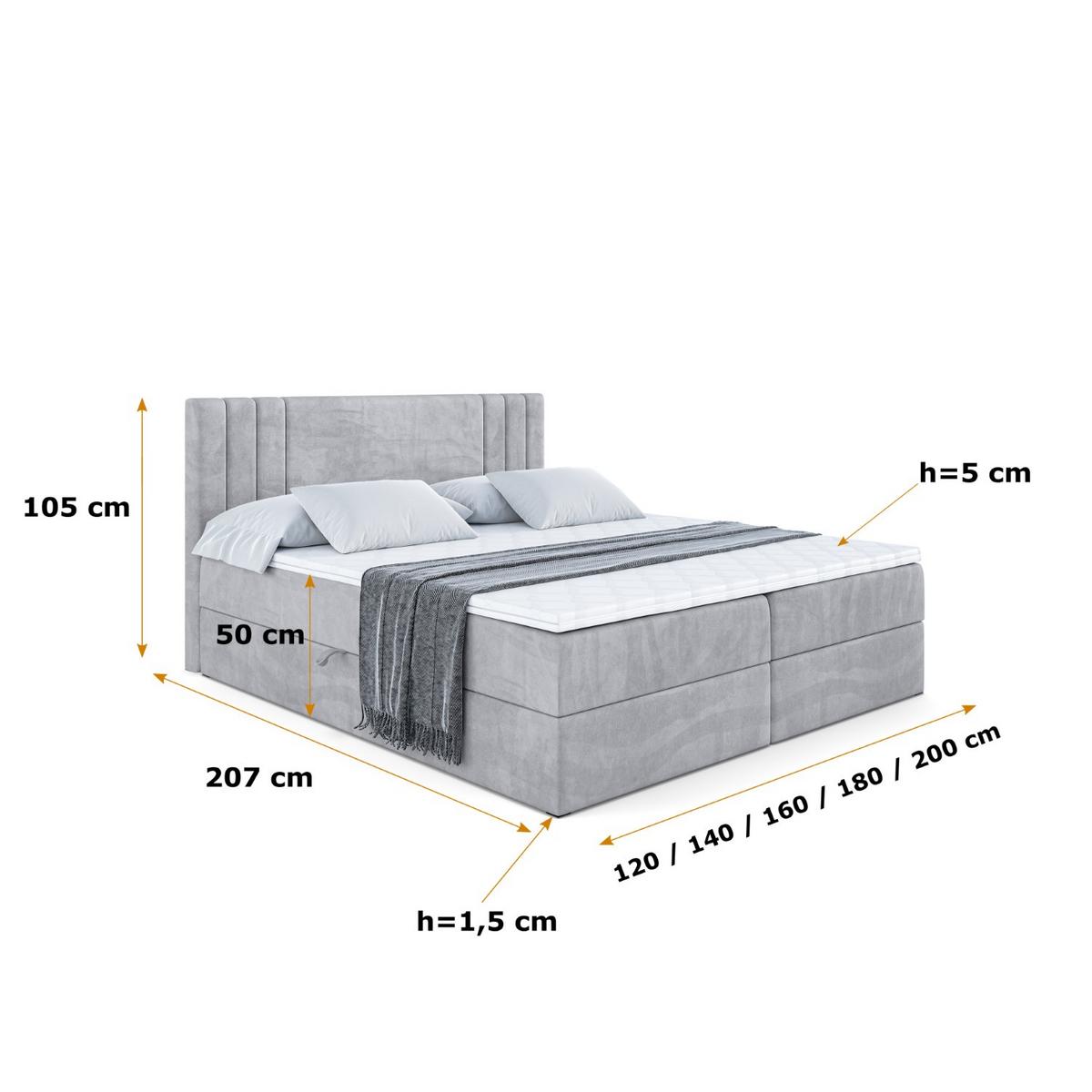 BOXBETT mit Matratze H3 und Lattenrost - IDRIKO - 120x200 cm Hellgrau - Hellgrau, Holzwerkstoff (120/200cm) - ALTDECOR