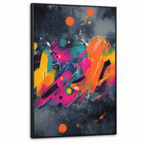 LEINWAND Bilder mit Rahmen - Abstrakt - Graffiti - Farbenfroh - Farbspritzer - 80x120 - Multicolor, Textil (80/120cm) - MuchoWow