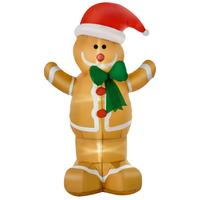 LEBKUCHENMANN aufblasbar Weihnachtsdeko 1,83 m , 3 LEDs wetterfest - Gelb, Textil (70/183/110cm) - HOMCOM