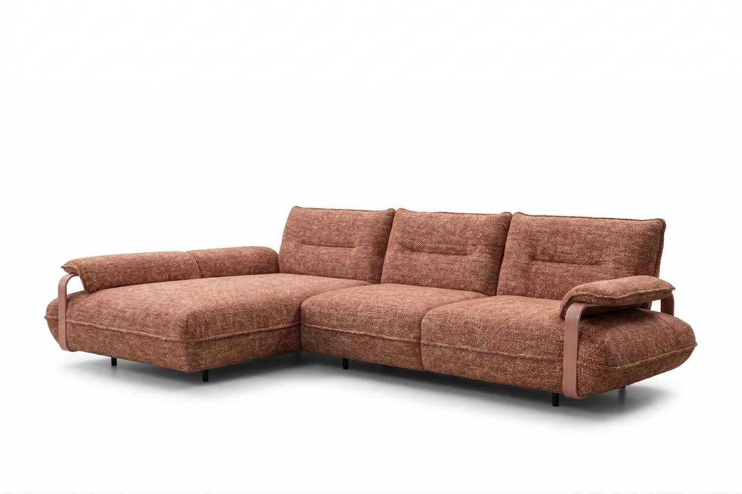 ECKSOFA ANISSA Braun Flachgewebe - Schwarz/Braun, Kunststoff/Textil (297/185cm) - KAWOLA