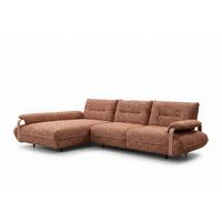 ECKSOFA ANISSA Braun Flachgewebe - Schwarz/Braun, Kunststoff/Textil (297/185cm) - KAWOLA