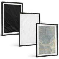 BILDER SET 3er Set - 40x60 cm Schwarzer Rahmen - Die Farben eleganter Steinstrukturen - Schwarz, Kunststoff (40/60cm) - TULUP