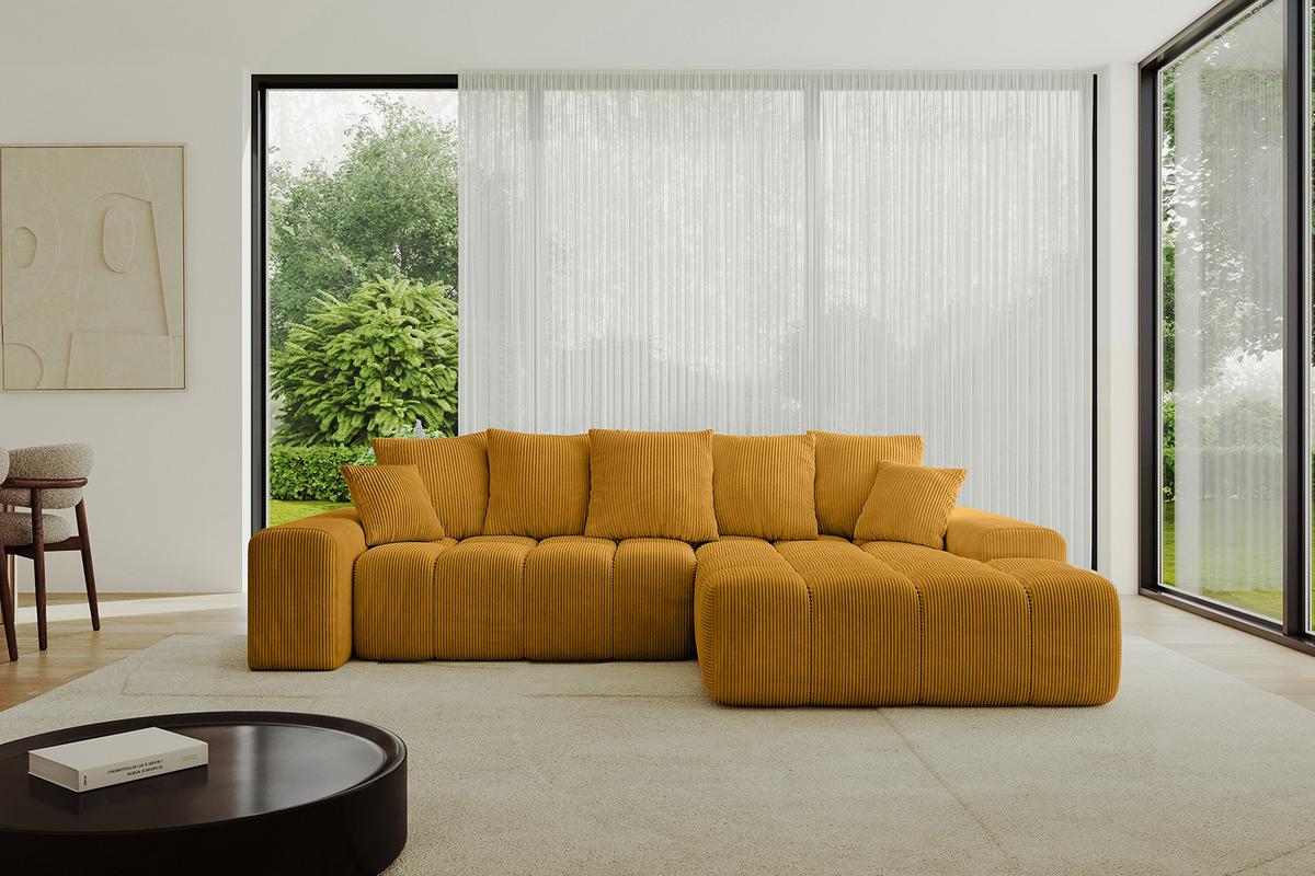 ECKSOFA Ottomane Rechts ENSI-L - 267x164x69 cm Currygelb - Currygelb, Holzwerkstoff/Kunststoff (164/267cm) - ALTDECOR