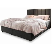 BOXBETT MERIL 160x200 cm mit Matratze und Topper - Dunkelgrau - Dunkelgrau, Holz (160/200cm) - MASSENO