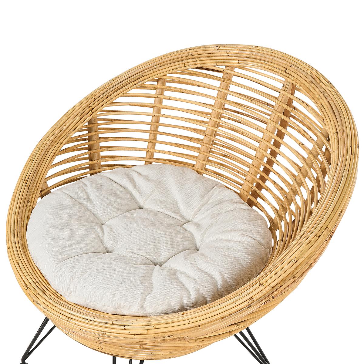 GARTENSTUHL Rattan helles beige Maratea - Beige/Naturfarben, Naturmaterialien (85/85/85cm) - Beliani