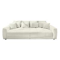 BIG-SOFA Federkern B294/T136/H86 cm, RGB-LED-Beleuchtung mit Fernbedienung, Chenille-Bezug in Beige / 15418 - Beige/Schwarz, Kunststoff/Textil (294/86/136cm) - luma-home