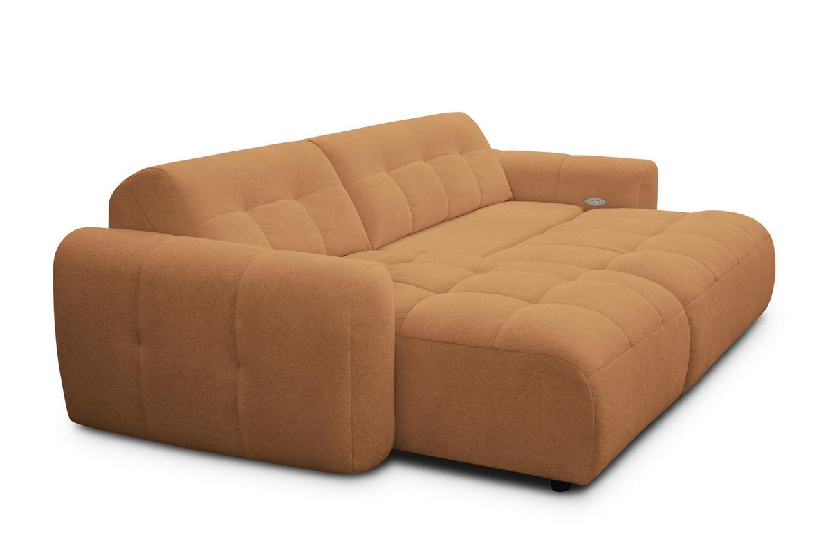 ECKSOFA LUMERO 4-Sitzer LINKS, orange - Schwarz/Orange, Holz/Textil (275/166cm) - Courtois Laville