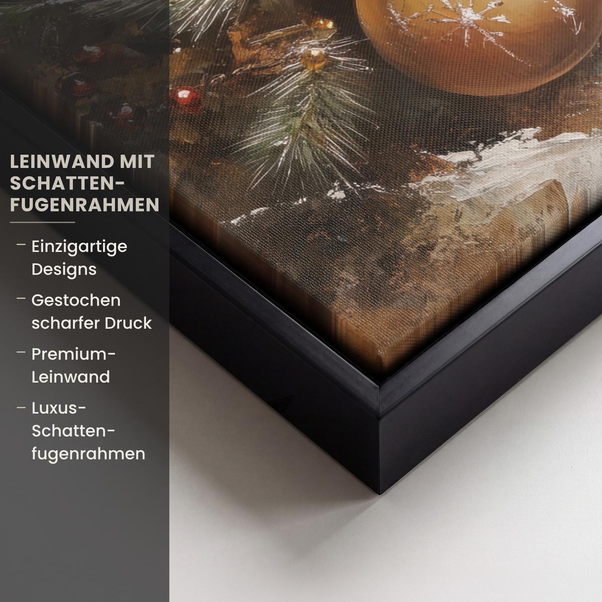 LEINWAND Bilder mit Rahmen - Weihnachten - Kugeln - Beige - Gold - 30x40 - Goldfarben, Textil (30/40cm) - MuchoWow