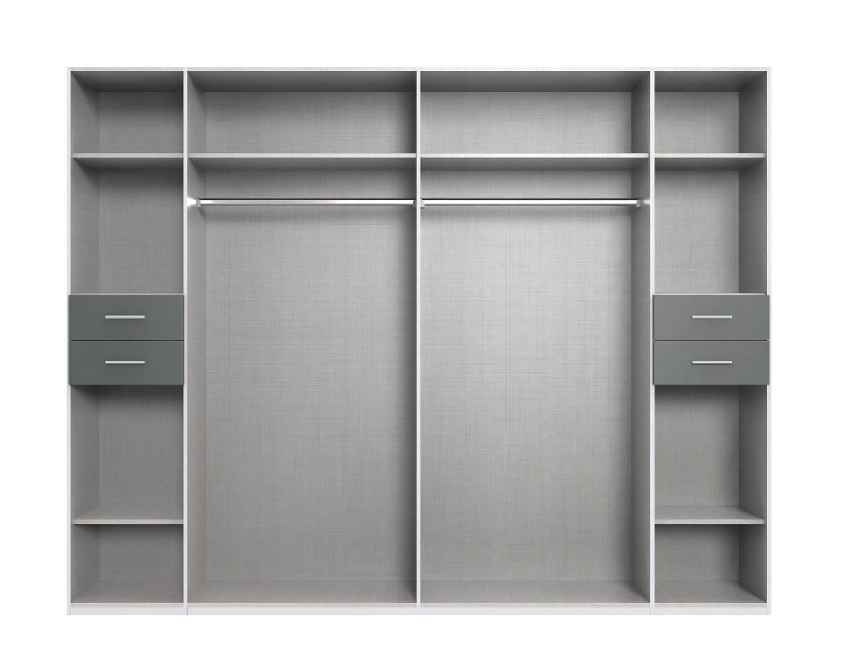 DREHTÜRENSCHRANK B273/H210/T58 cm in Grafit, Kleiderschrank mit Passepartout & 2 Spiegeltüren & Schubkästen, Griffe alufarbig / 22577 - Silberfarben/Graphitfarben, Holzwerkstoff/Kunststoff (273/210/58cm) - luma-home