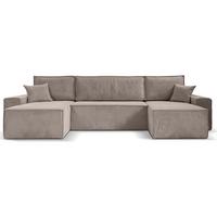 WOHNLANDSCHAFT Hektor U mit Schlaffunktion, 377 cm, cappuccino - Schwarz/Cappuccino, Kunststoff/Textil (377/94/152cm) - Beautysofa