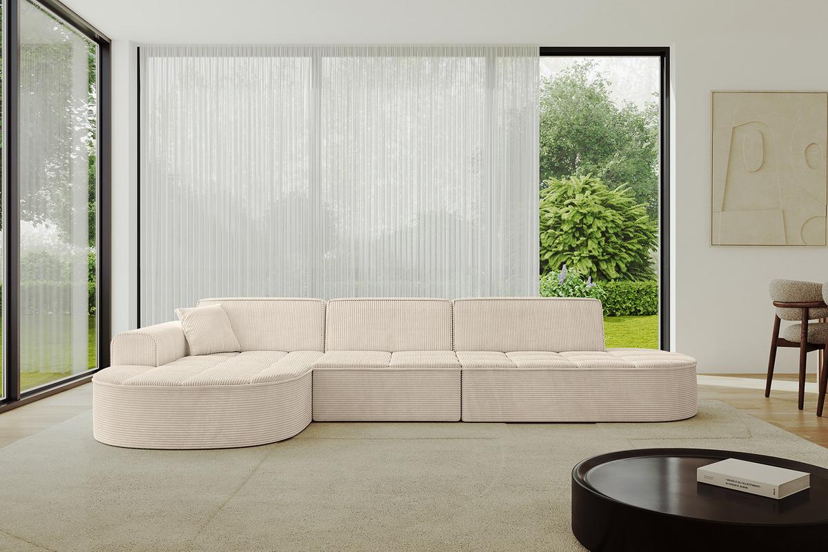 ECKSOFA Ottomane Links TARO-L2 - 328x171x79,5 cm Beige - Beige, Holzwerkstoff/Textil (328/171cm) - ALTDECOR