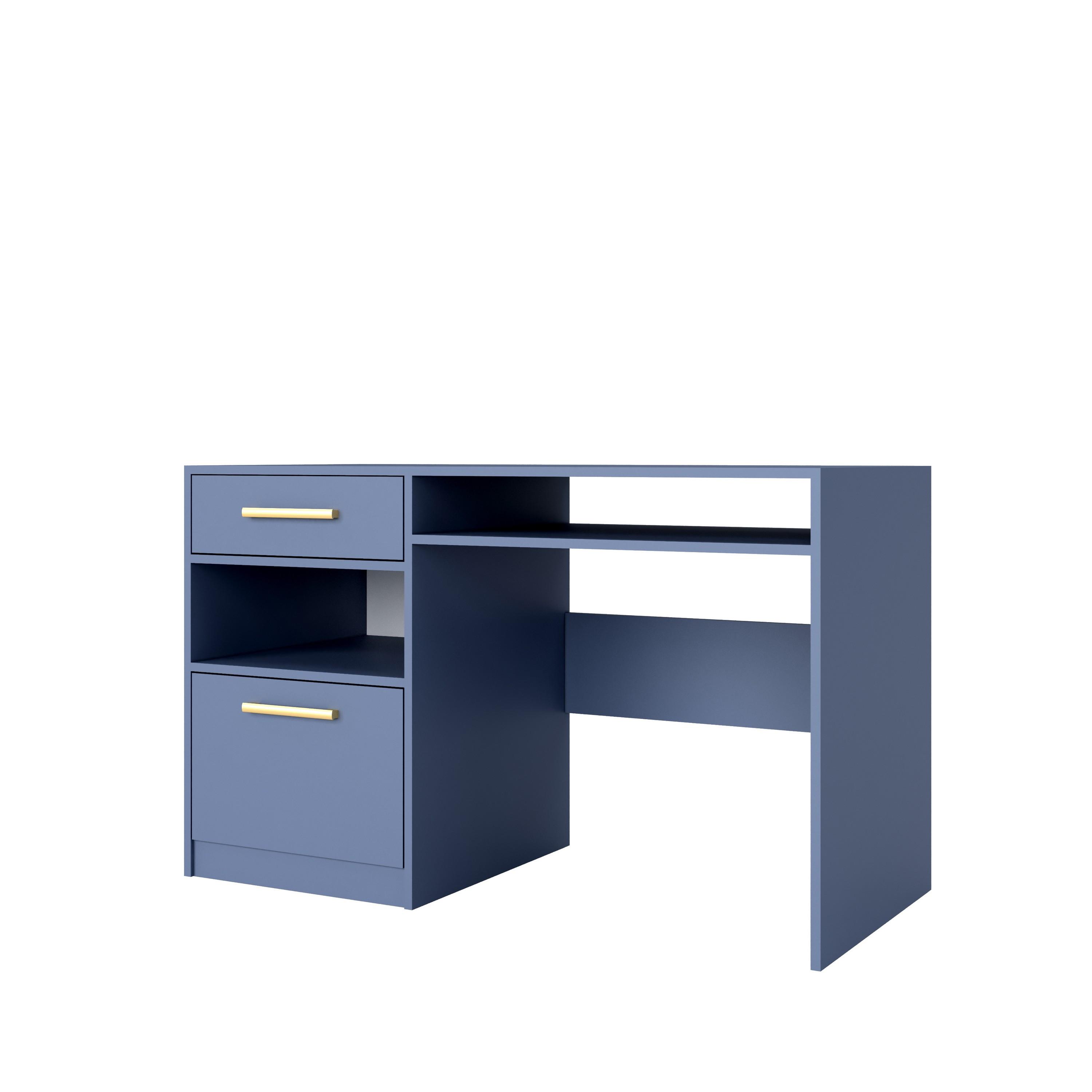 SCHREIBTISCH ELISE 125x58x82 cm Bürotisch Computertisch, Blau - Blau, Holzwerkstoff (58/125/82cm) - MASSENO