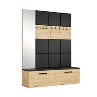 GARDEROBENSCHRANK MODULO 161,2/204/40 cm Modern Garderobe-Set Eiche Artisan - Schwarz/Eiche Artisan, Holzwerkstoff (161.2/204/40cm) - MASSENO