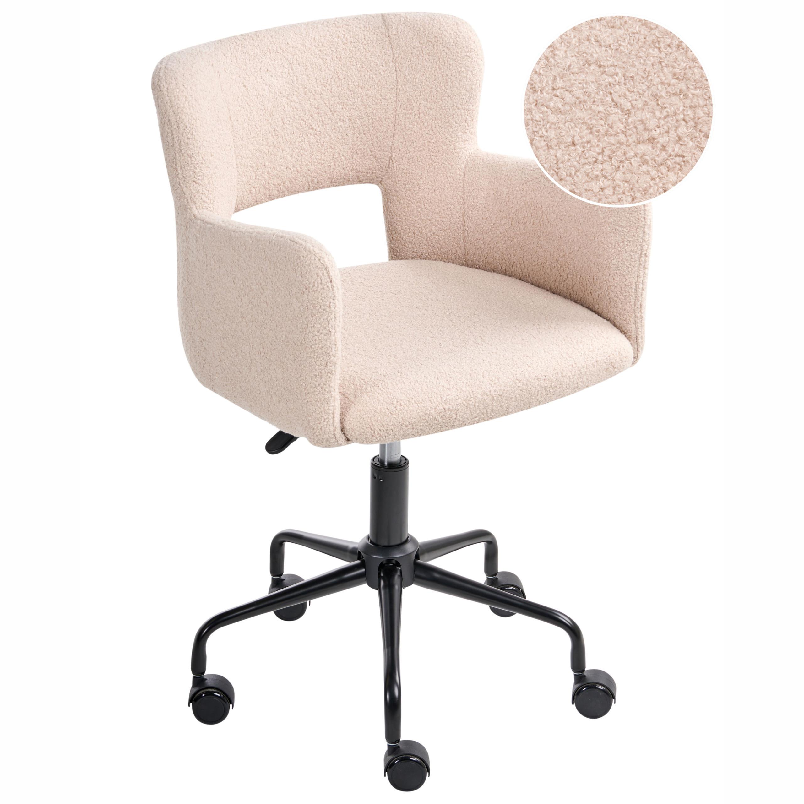 SCHREIBTISCHSTUHL Beige Sanilac - Beige/Schwarz, Textil (62/71/62cm) - Beliani