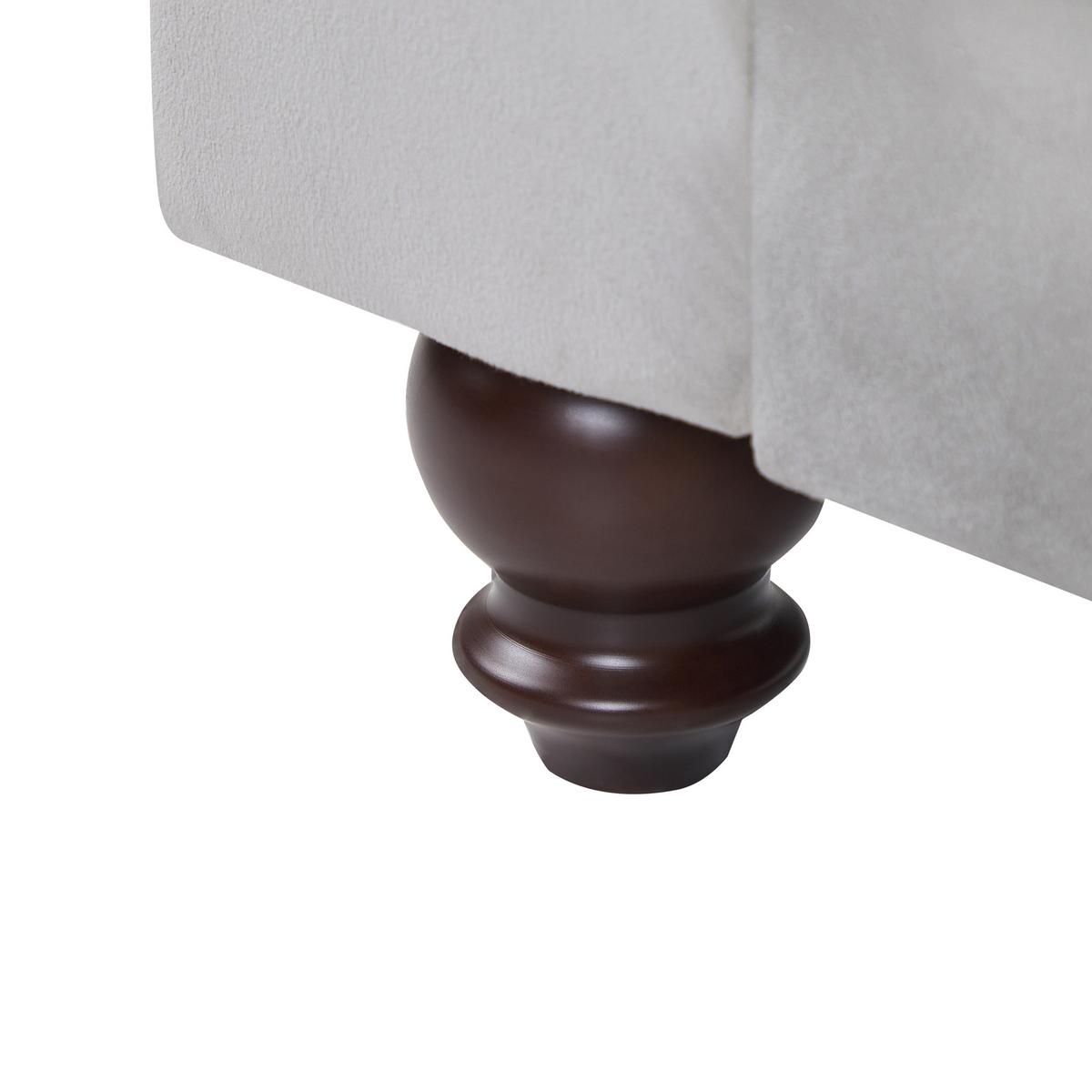 CHAISELONGUE Samtstoff hellgrau linksseitig Lormont - Grau, Textil (141/76/70cm) - Beliani