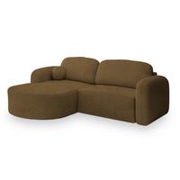 ECKSOFA AMILIA L-S Orange Boucle-Stoff mit Schlaffunktion - Orange, Holz (263/174cm) - MASSENO