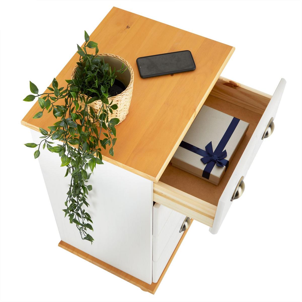 APOTHEKERKOMMODE COLMAR weiß/braun - Weiß/Braun, Holz (49/80/39cm) - IDIMEX