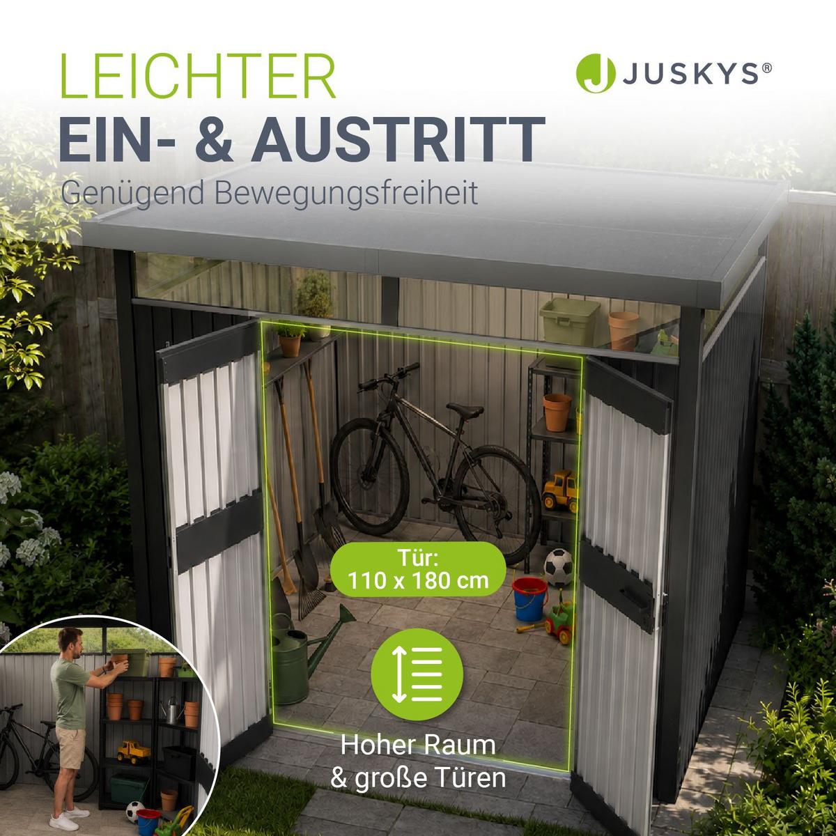 GERÄTEHAUS Luzern Anthrazit - Anthrazit, Metall (196/220/254cm) - Juskys