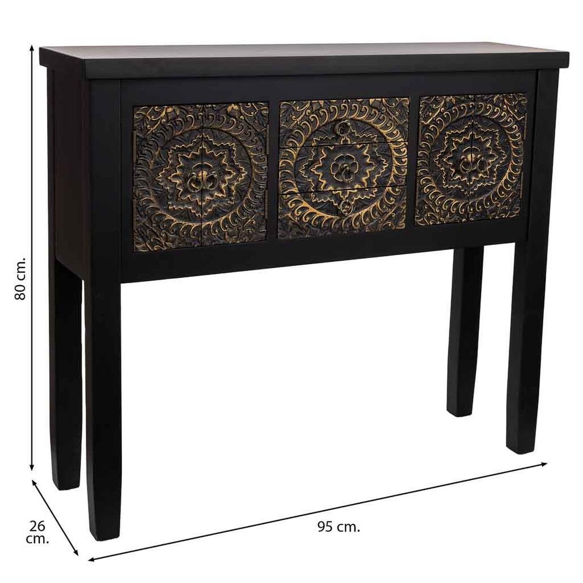KONSOLE aus Holz 95x26x80 cm - Schwarz, Holz (26/95/80cm) - Wanderlust