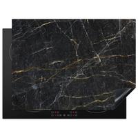 HERDABDECKPLATTE Marmor - Schwarz - Gold - Grau - Marmorstruktur Herdabdeckung Induktionsfeld 70x52 cm - Goldfarben, Kunststoff (70/52/0.2cm) - MuchoWow