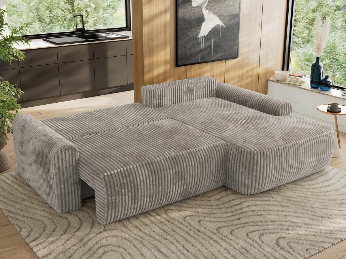 ECKSCHLAFSOFA CUBO L Hellbraun Cord - rechts - Hellbraun/Schwarz, Kunststoff/Textil (187/273cm) - MKS