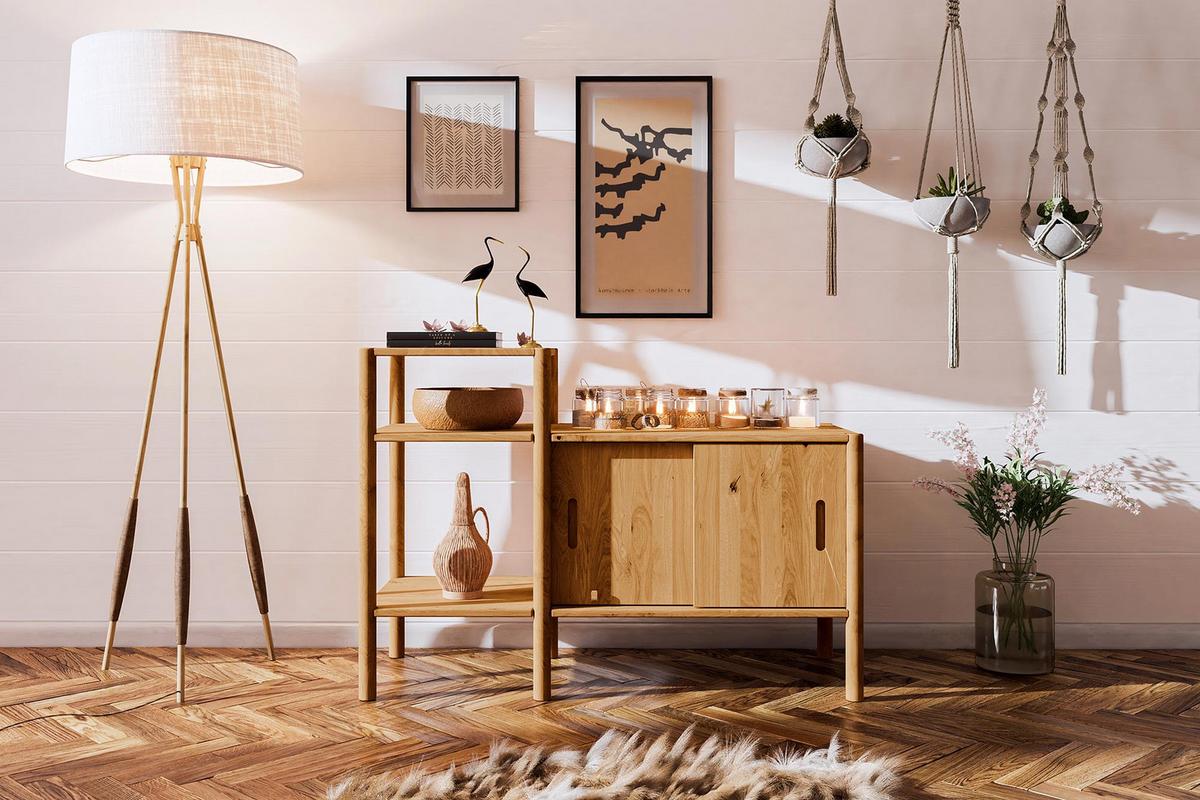 REGAL INA Wildeiche - Alteiche, Holz (120/86/46cm) - byoak