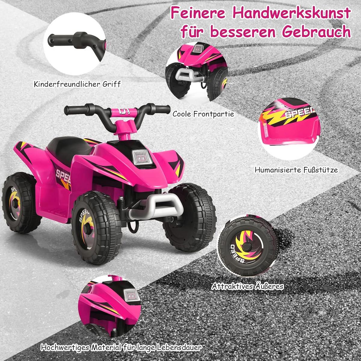 KINDERMOTORRAD 6V Elektro Kinderquad Rosa - Pink, Kunststoff (73/44.5/40cm) - COSTWAY