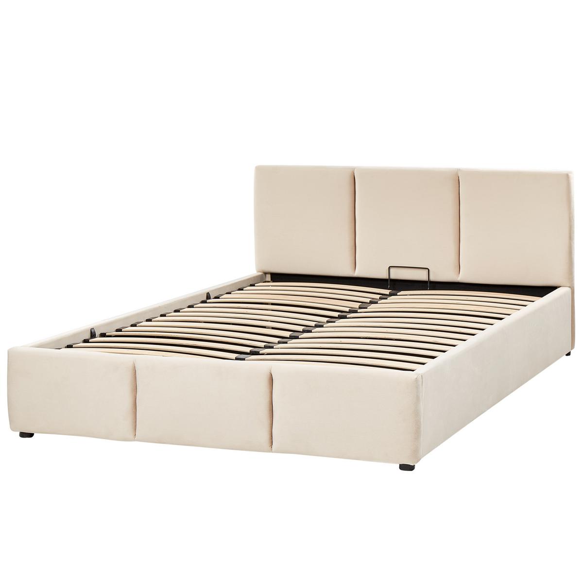 POLSTERBETT 140/200cm Helles Beige Bousse - Beige, Textil (140/200cm) - Beliani