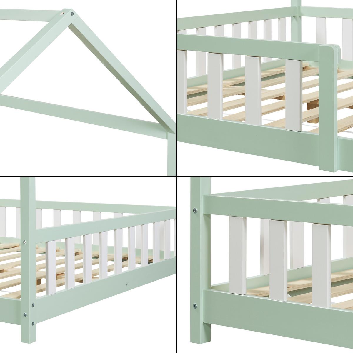 HAUSBETT Hesel - Mintgrün, Holz (120/200cm) - [en.casa]