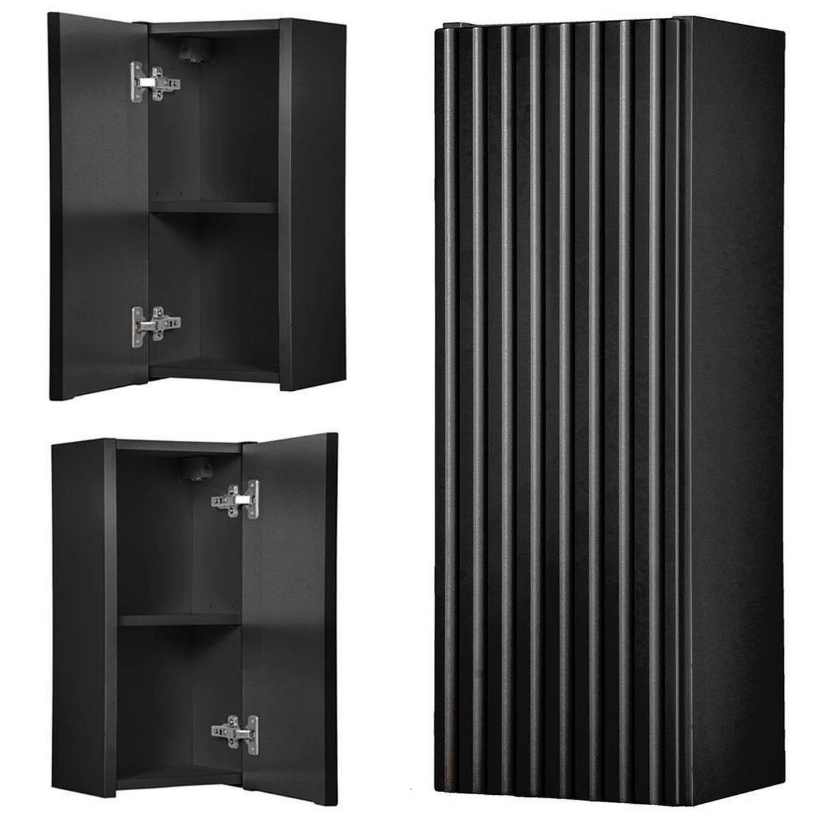 BAD-HÄNGESCHRANK Skelbolu - Schwarz, Holzwerkstoff (20/57/19cm) - [en.casa]