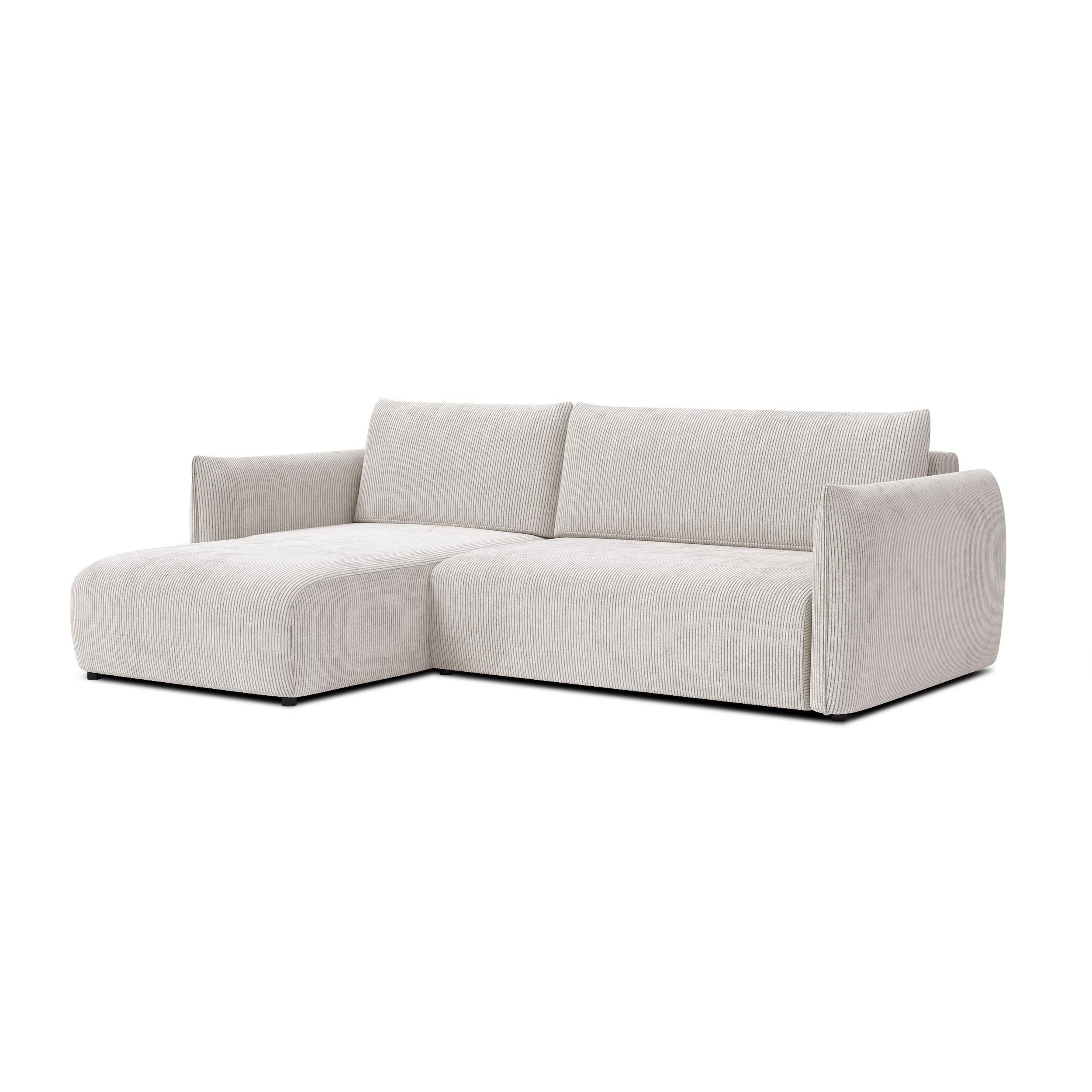 ECKSOFA TAUER 3-Sitzer rechts, perlweiß - Schwarz/Weiß, Holz/Textil (248/173cm) - Wozimo