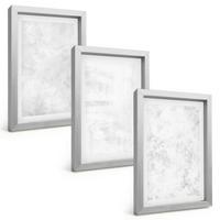 BILDER SET 3er Set - 20x30 cm Silberner Rahmen - Minimalistischer Hintergrund mit weißen Punkten - Silberfarben, Kunststoff (20/30cm) - TULUP