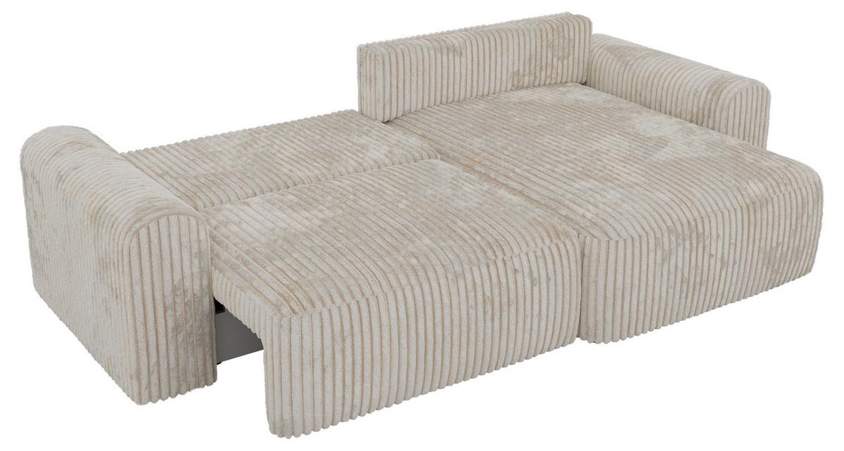 ECKSOFA NEKSON L - Beige Cord - Beige/Schwarz, Kunststoff/Textil (274/152cm) - MKS