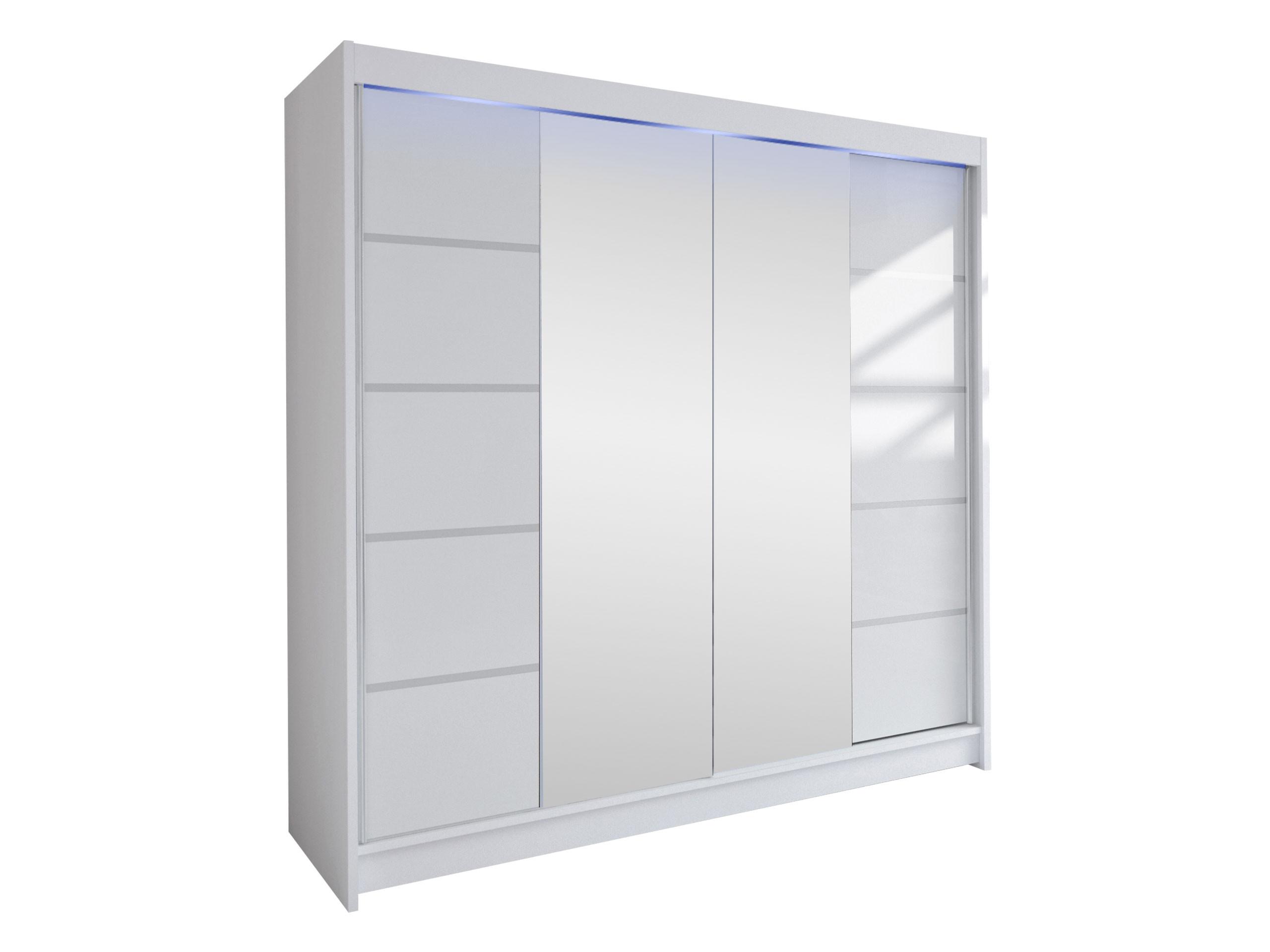 SCHWEBETÜRENSCHRANK Talin V, mit RGB LED Beleuchtung - Silberfarben/Weiß, Holzwerkstoff/Metall (180/215/58cm) - MIRJAN24