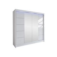 SCHWEBETÜRENSCHRANK Talin V, mit RGB LED Beleuchtung - Silberfarben/Weiß, Holzwerkstoff/Metall (180/215/58cm) - MIRJAN24